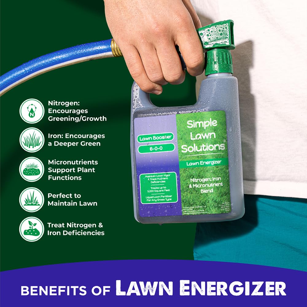 Simple Lawn Solutions césped antes y después mostrando verdor intensificado