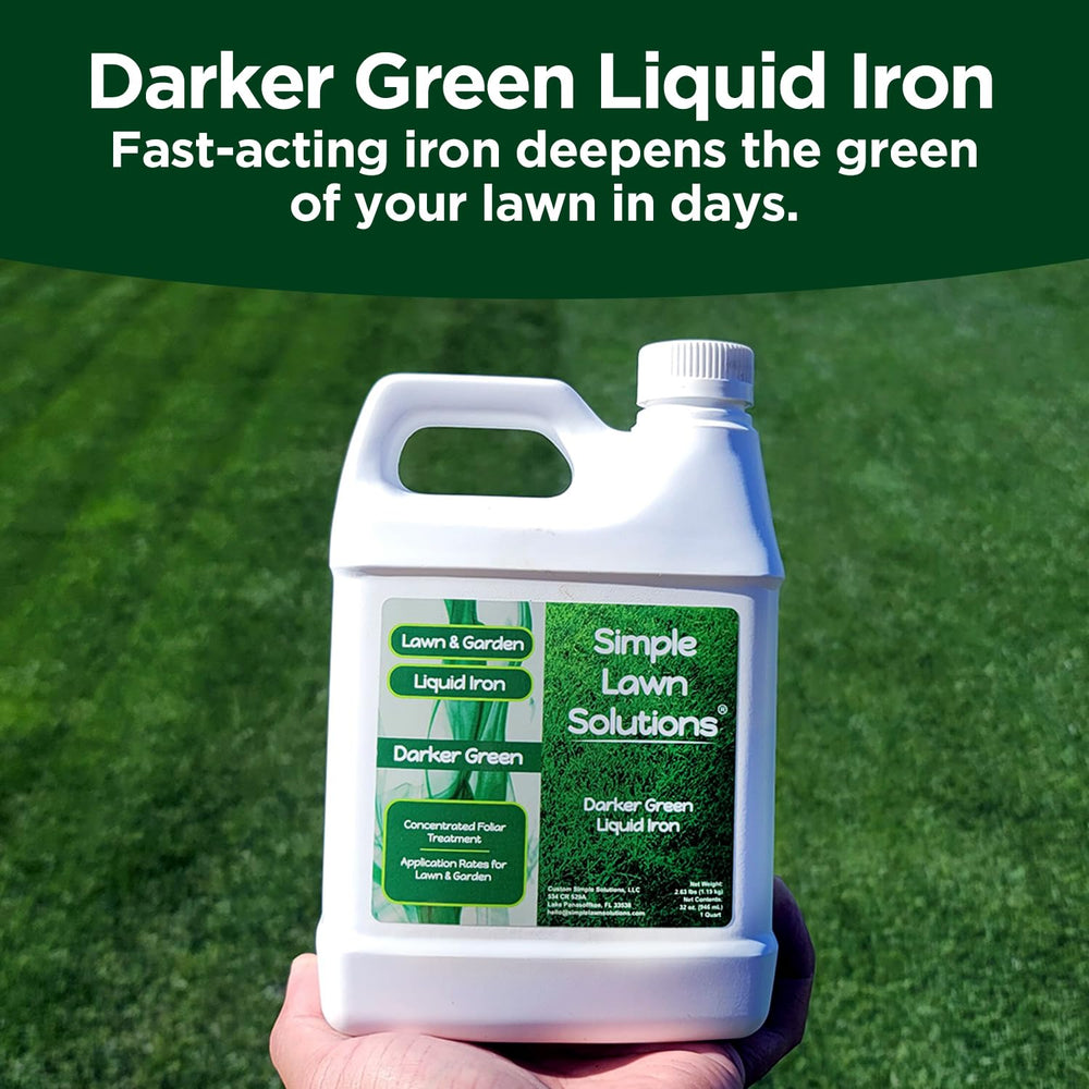 Simple Lawn Solutions etiqueta con instrucciones y beneficios claros