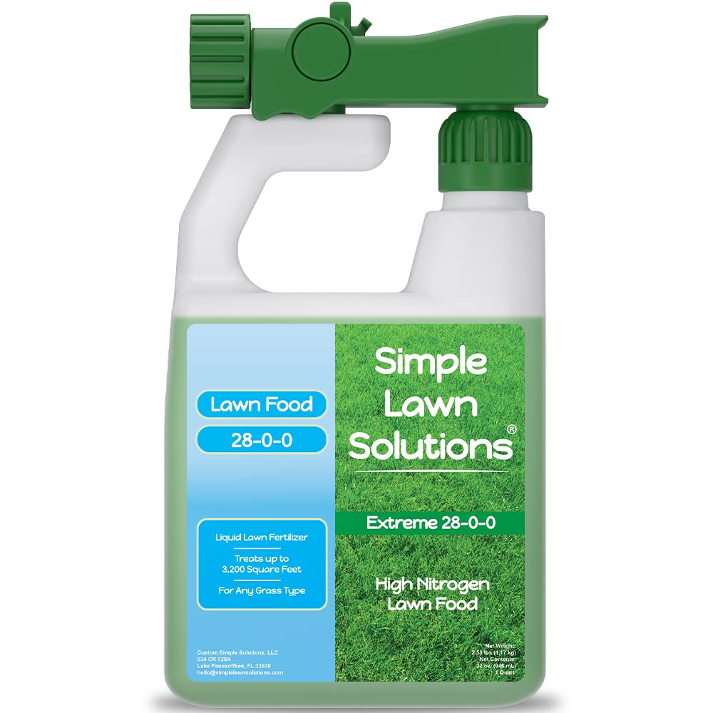 Simple Lawn Solutions envase frontal mostrando etiqueta y concentrado para aplicación rápida