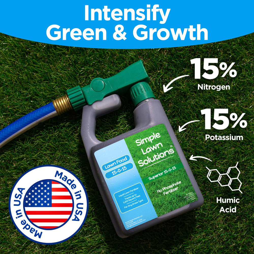 Simple Lawn Solutions vista lateral del envase con instrucciones legibles