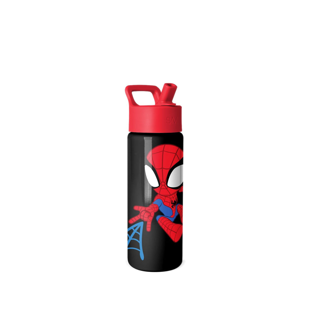 Simple Modern botella Spidey frontal mostrando diseño atractivo y fácil agarre