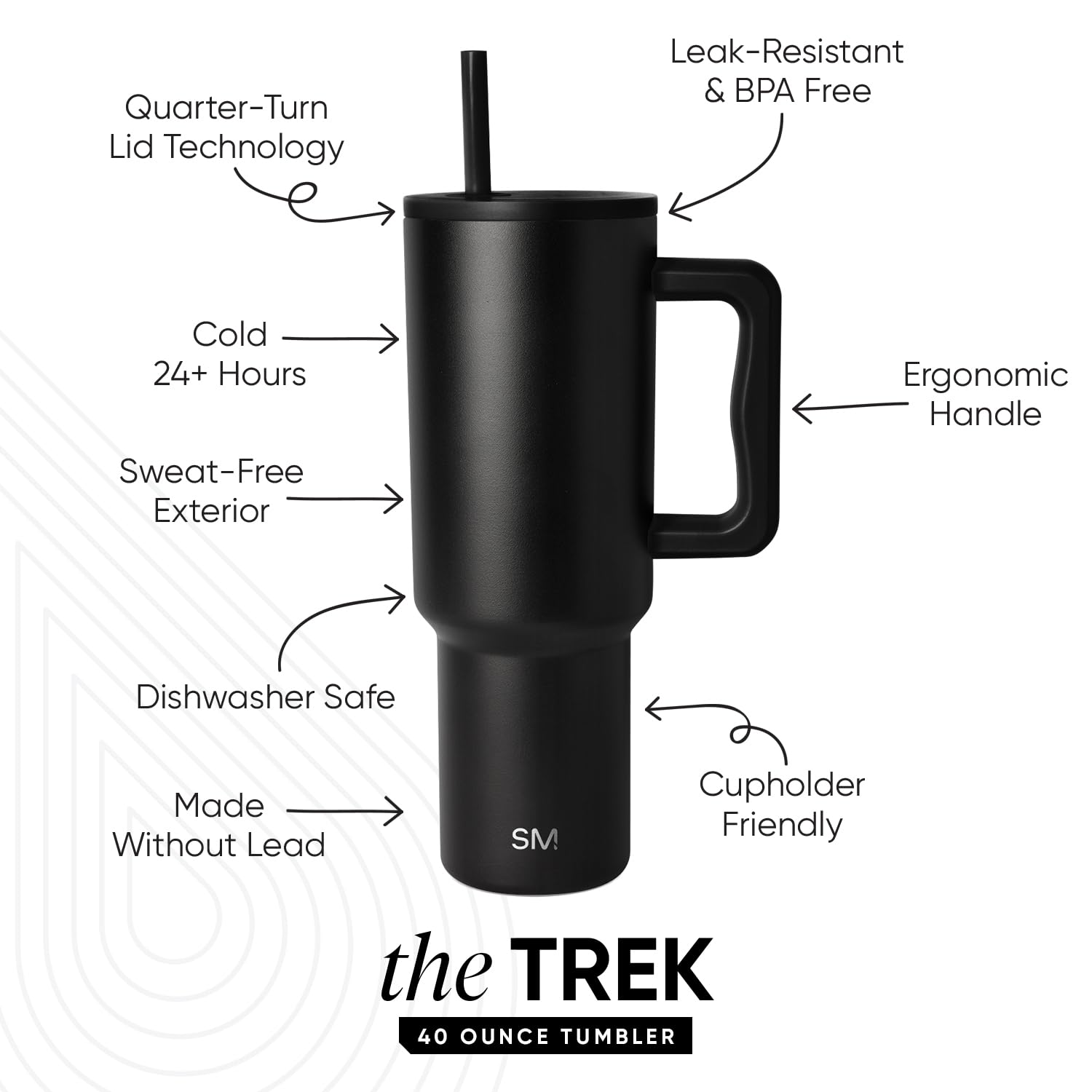 Simple Modern Trek primer plano del asa ergonómica para transporte cómodo