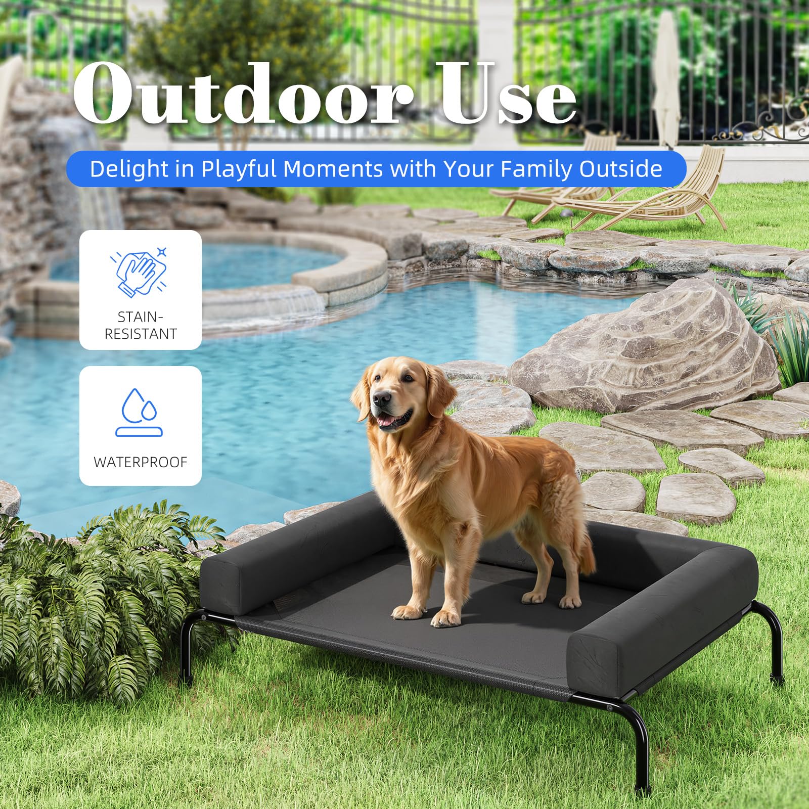 Simple Trending perro labrador usando la cama ofreciendo apoyo y espacio cómodo