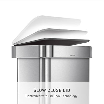 simplehuman can with lid open hands-free to allow uninterrupted meal prep and cleanup