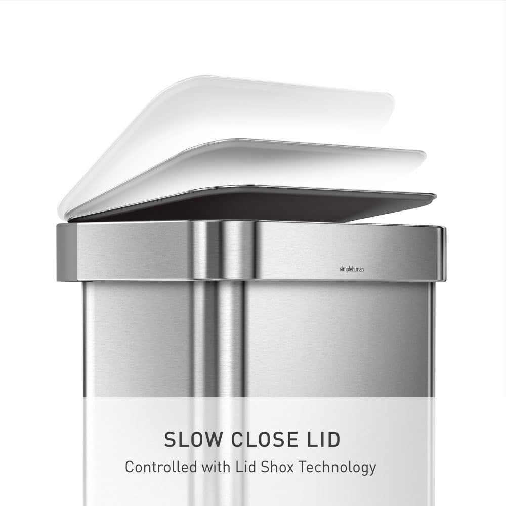 simplehuman can with lid open hands-free to allow uninterrupted meal prep and cleanup