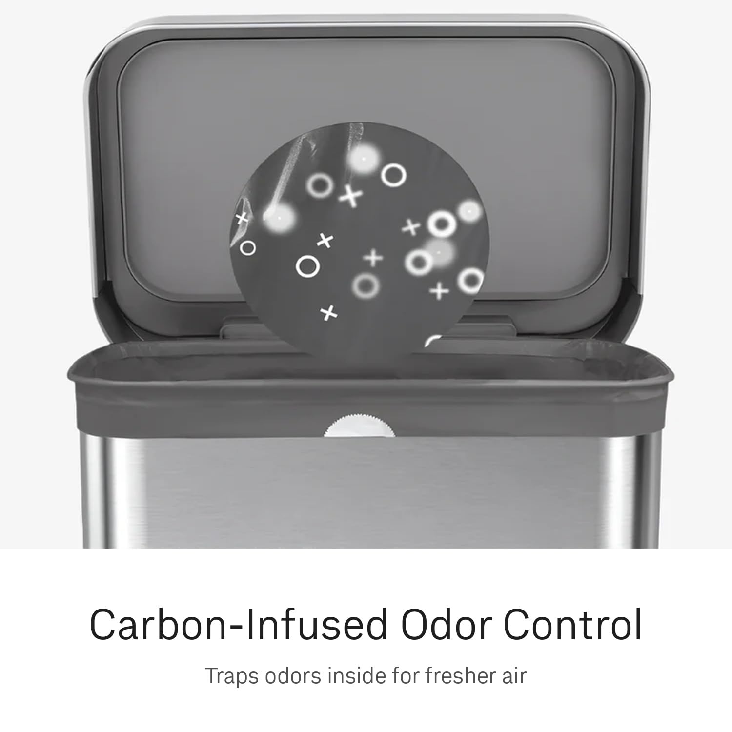 simplehuman close-up of carbon-infused film showing odor control