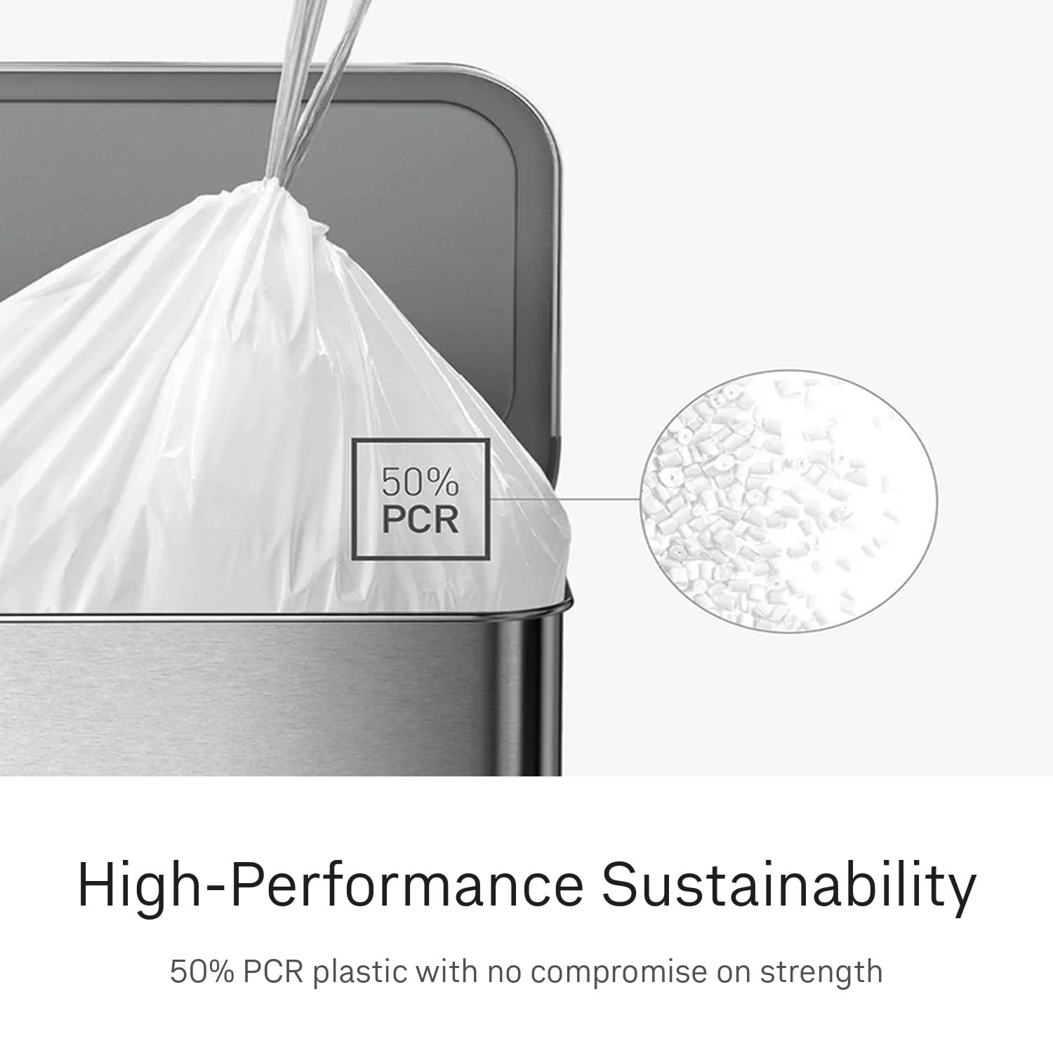 simplehuman bolsa instalada en cubo 4.5L mostrando ajuste limpio