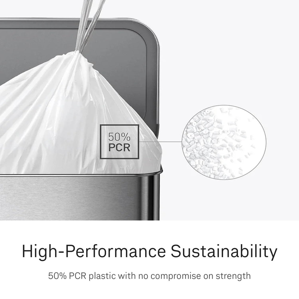 simplehuman bolsa instalada en cubo 4.5L mostrando ajuste limpio