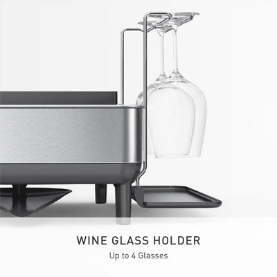 simplehuman 360-degree swivel spout angled to drain into sink