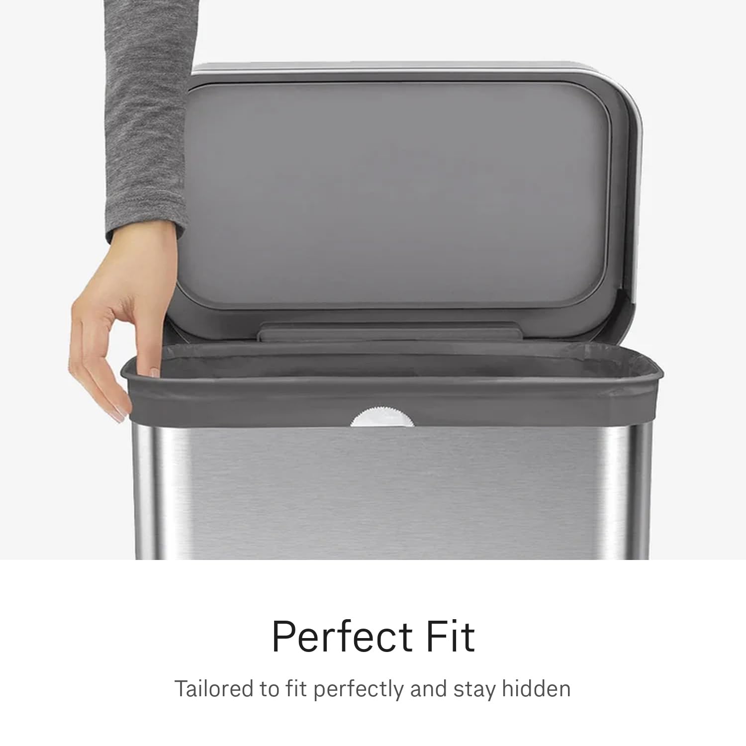 simplehuman drawstring and double-seam detail for leak protection