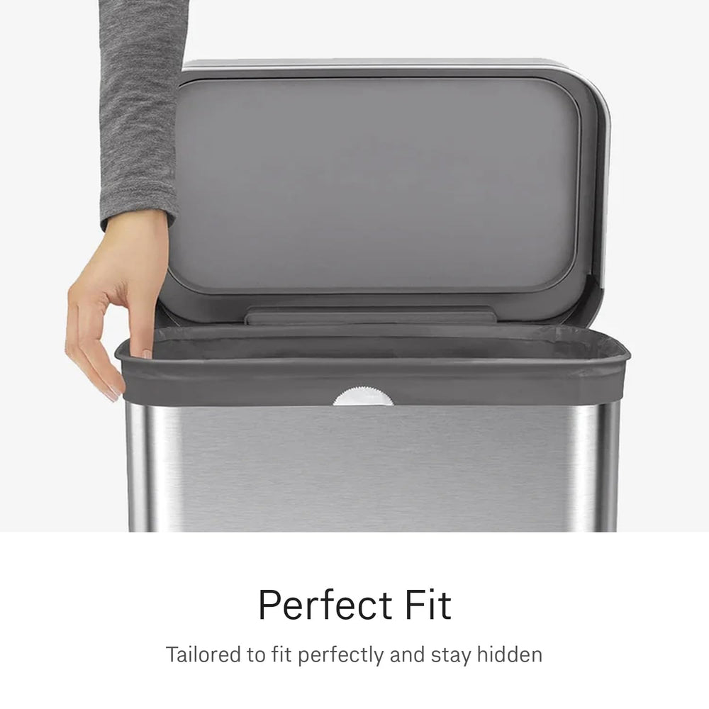 simplehuman drawstring and double-seam detail for leak protection