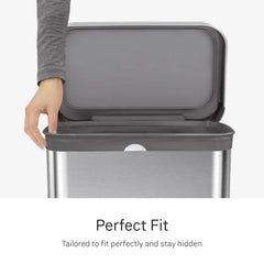 simplehuman drawstring and double-seam detail for leak protection