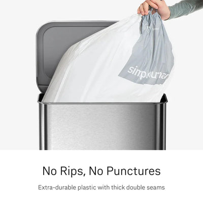 simplehuman drawstring detail with reinforced tie for secure lifting