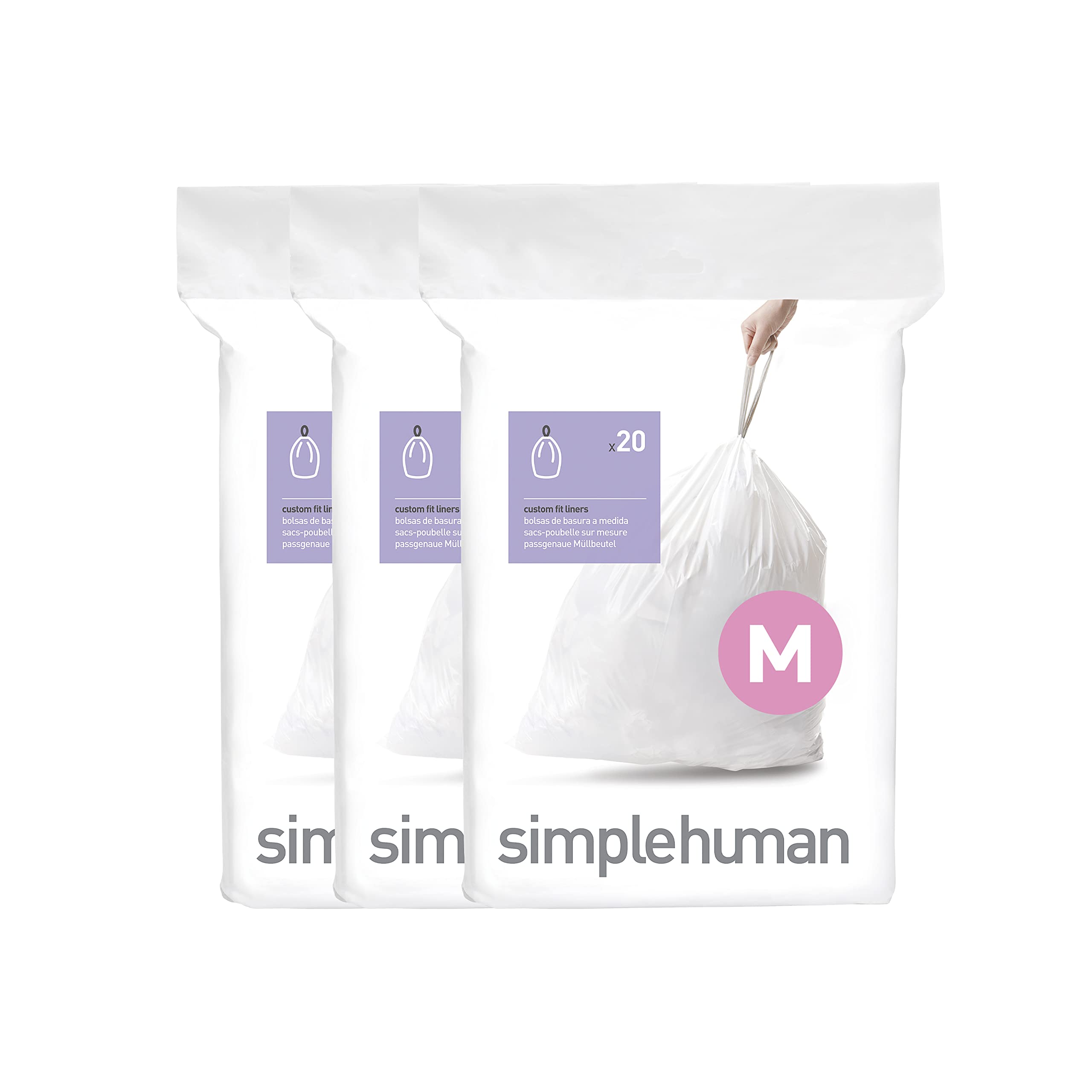simplehuman frente del empaque mostrando el diseño y ajuste perfecto