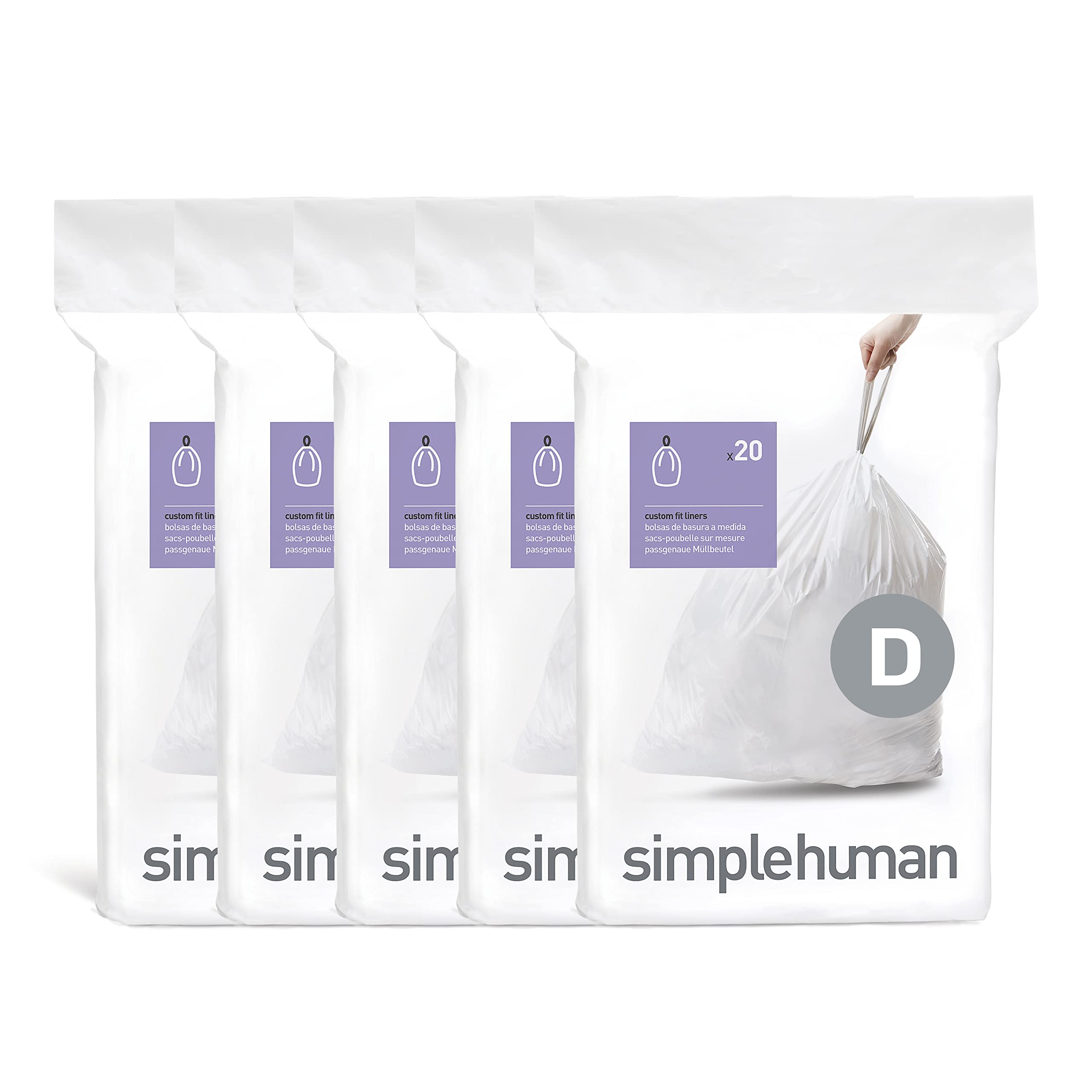 simplehuman paquete Code D frente mostrando dispensado rápido y orden