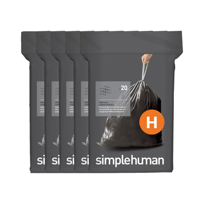 simplehuman front packaging showing Code H liners and benefits