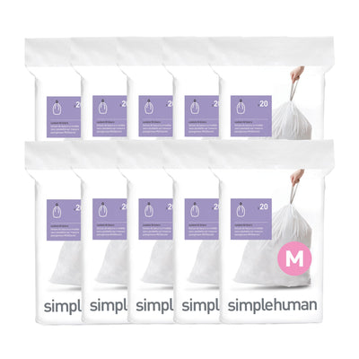 simplehuman pack front showing Code M liners and tidy storage benefit