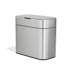 simplehuman front view brushed stainless caddy shows compact, modern design and durability