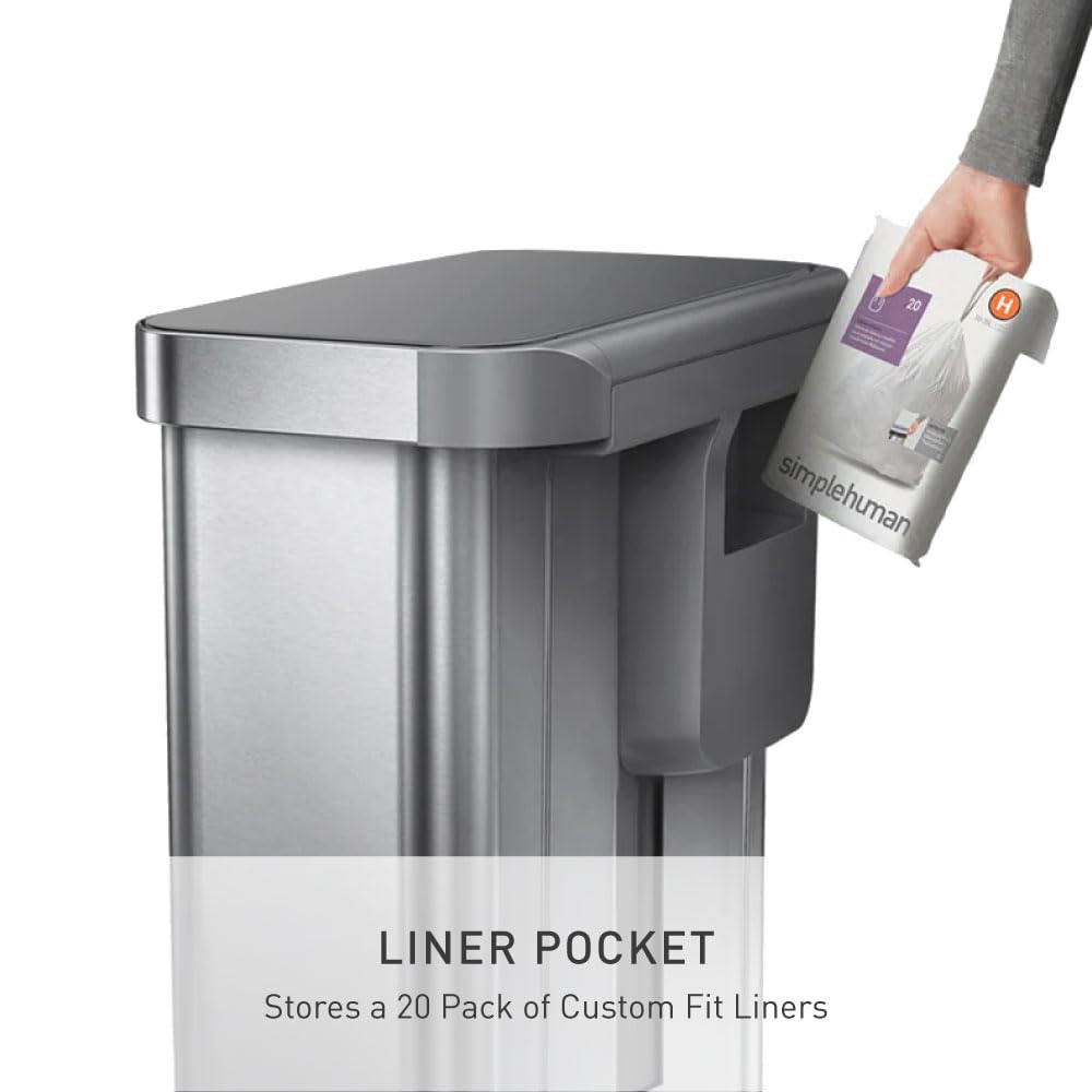 simplehuman liner rim gripping bag tightly to increase usable capacity and hide edges