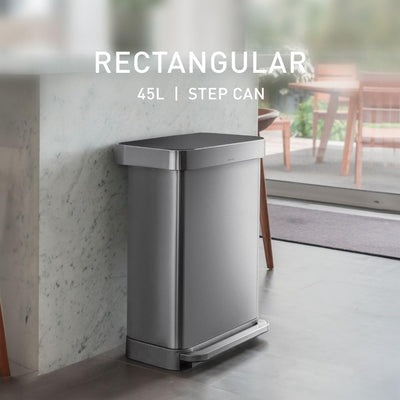 simplehuman close-up of robust steel pedal built for long-lasting durability and easy use