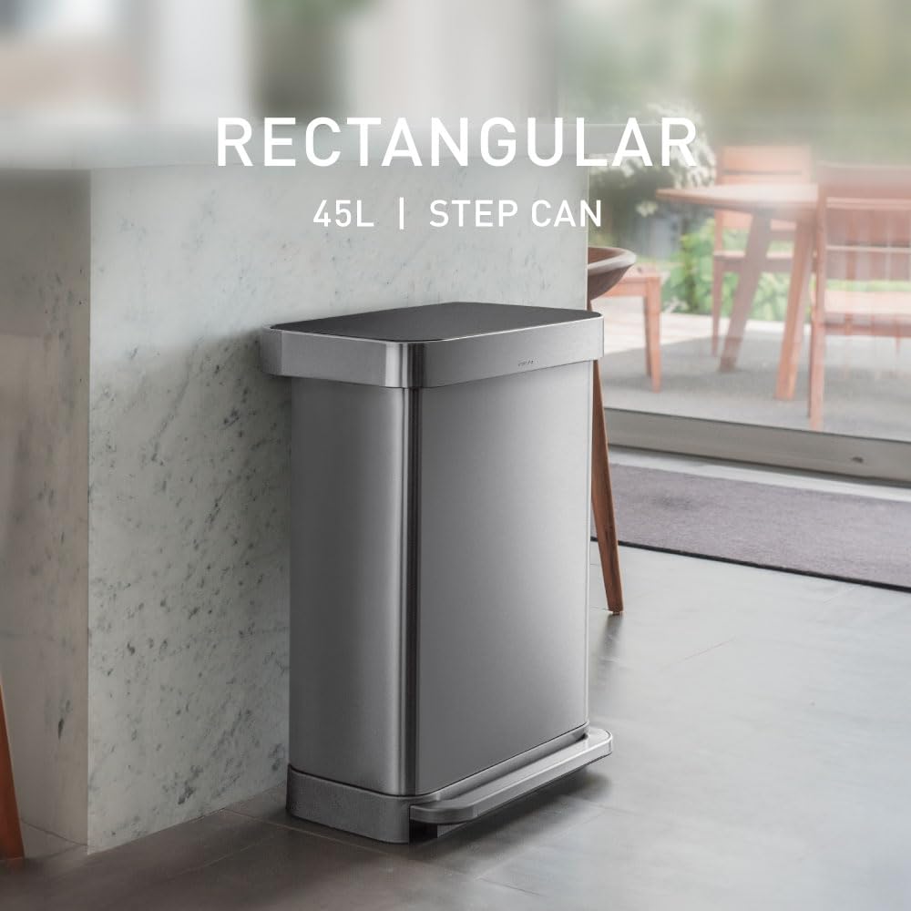 simplehuman close-up of robust steel pedal built for long-lasting durability and easy use