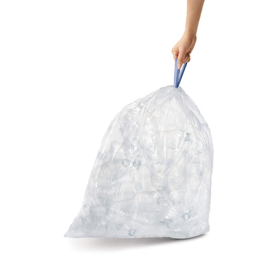 simplehuman bolsa colocada en cubo 6L mostrando extracción uno a uno y reposición rápida