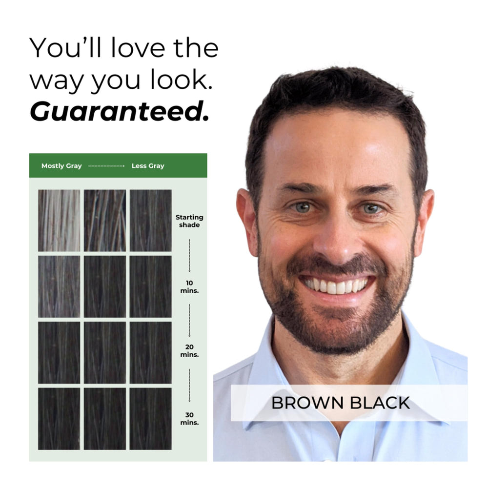 Simpler Hair Color before and after hair comparison showing matched beard results