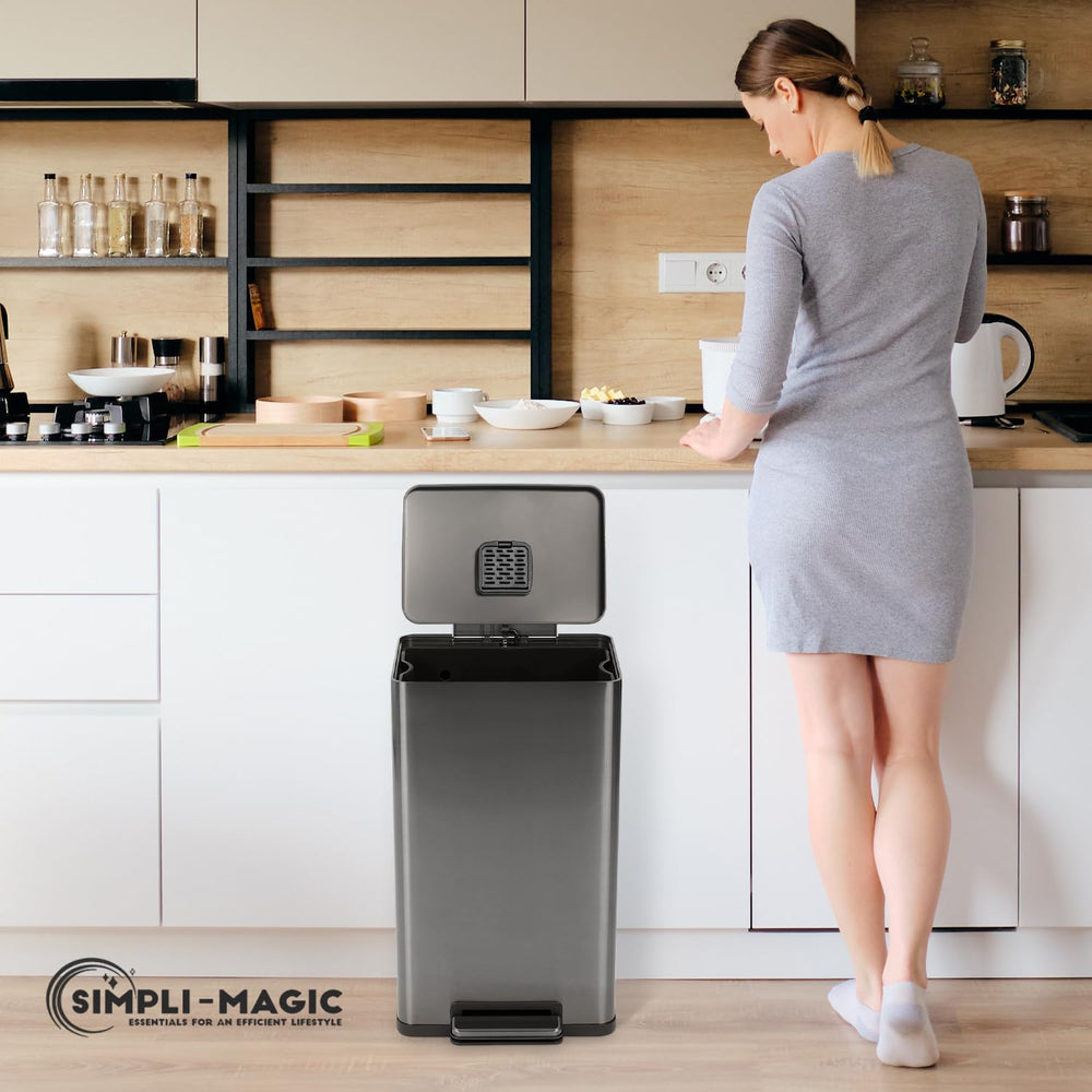 SIMPLI-MAGIC lifestyle kitchen scene portrays quiet soft-close use and neat appearance