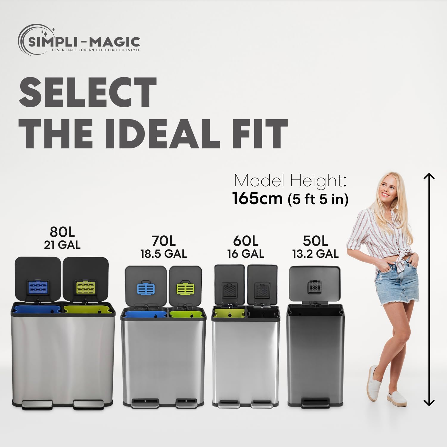SIMPLI-MAGIC open lid with stay lock shows easy bag changes and quick access