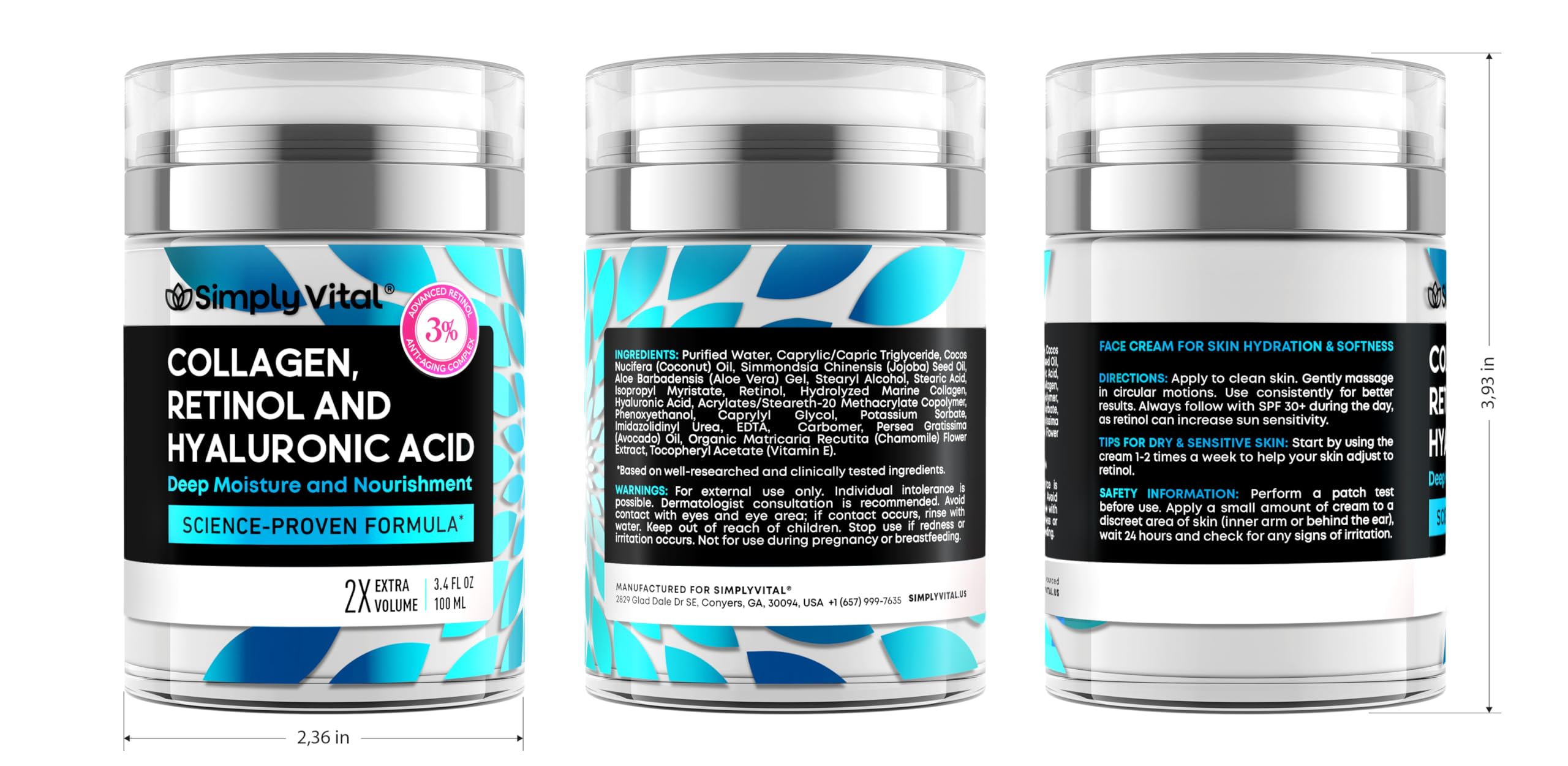 simplyvital frasco sobre toalla ilustrando almacenamiento y presentación