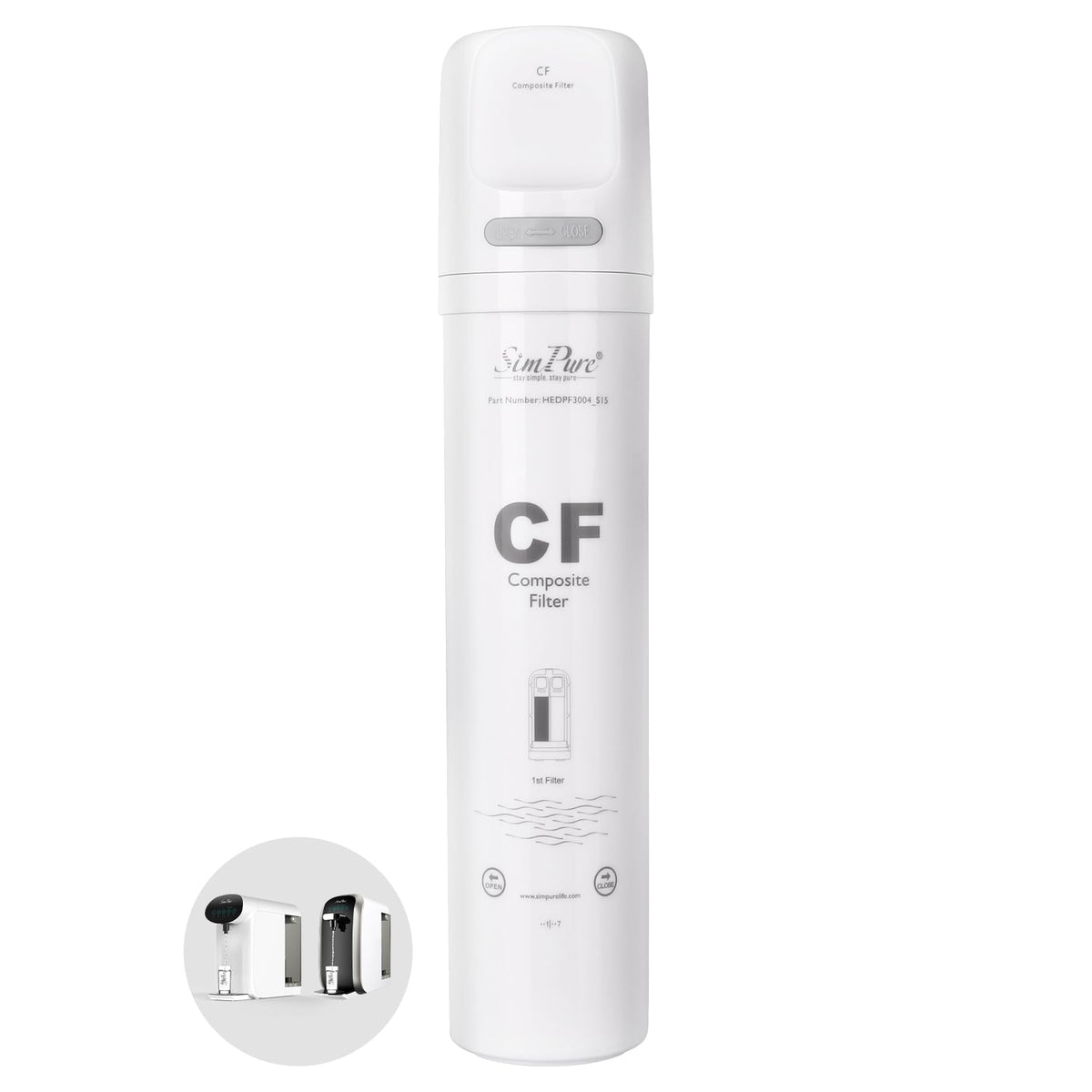 SimPure cartucho CF frontal mostrando el diseño y ajuste confiable