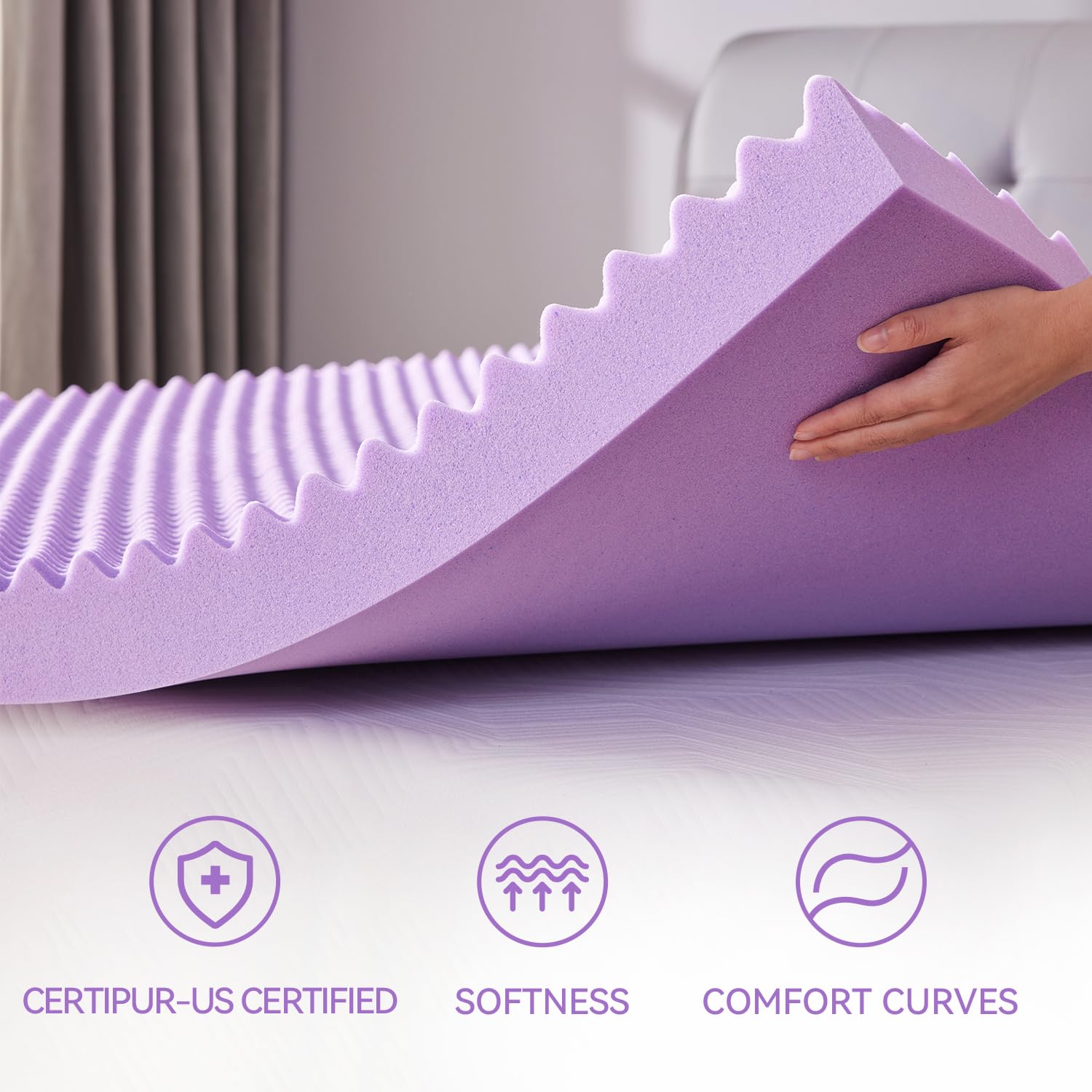 SINWEEK topper in use on a bed adding instant softness and pressure relief