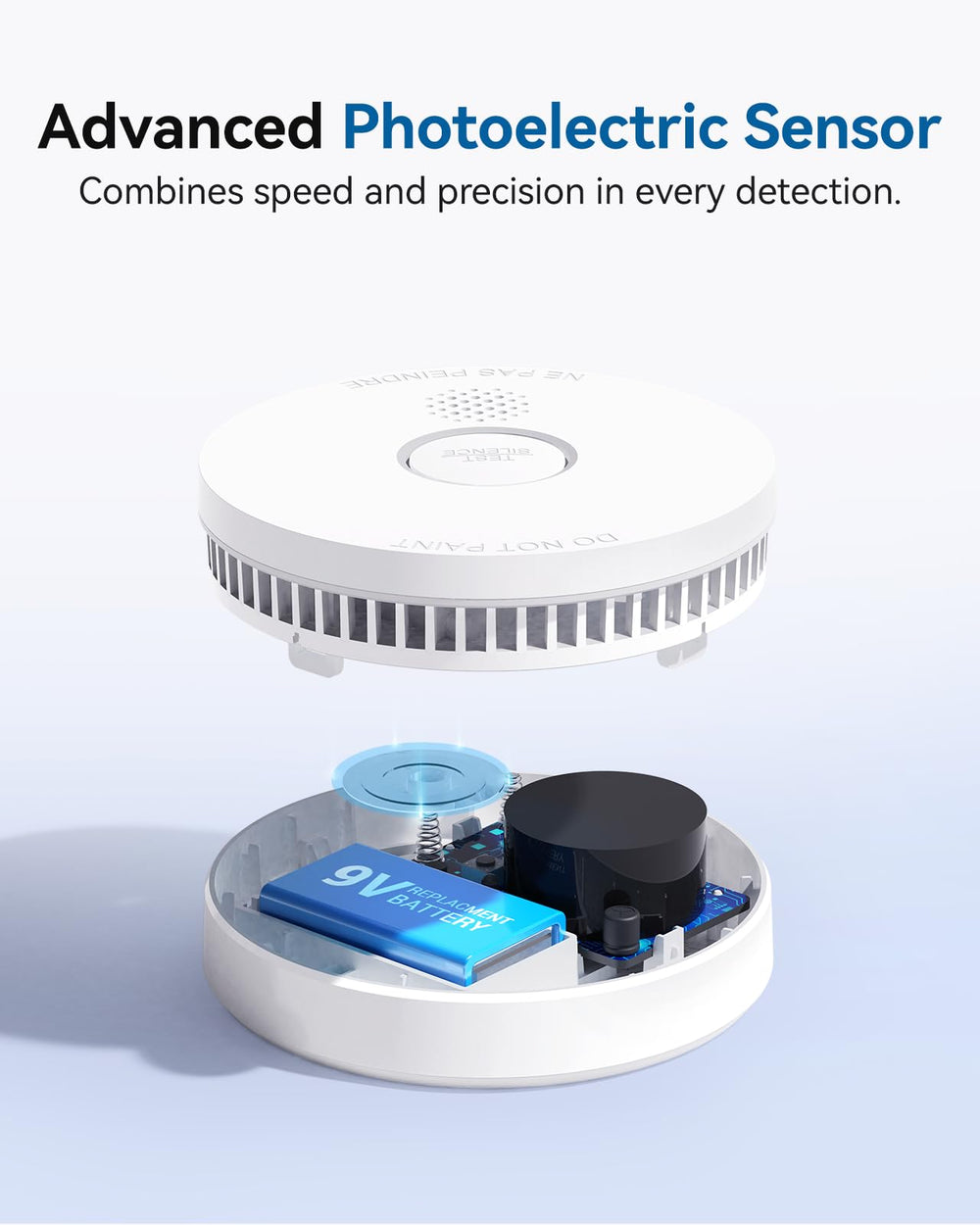 SITERWELL close-up of photoelectric sensor chamber highlighting sensitive smoke detection