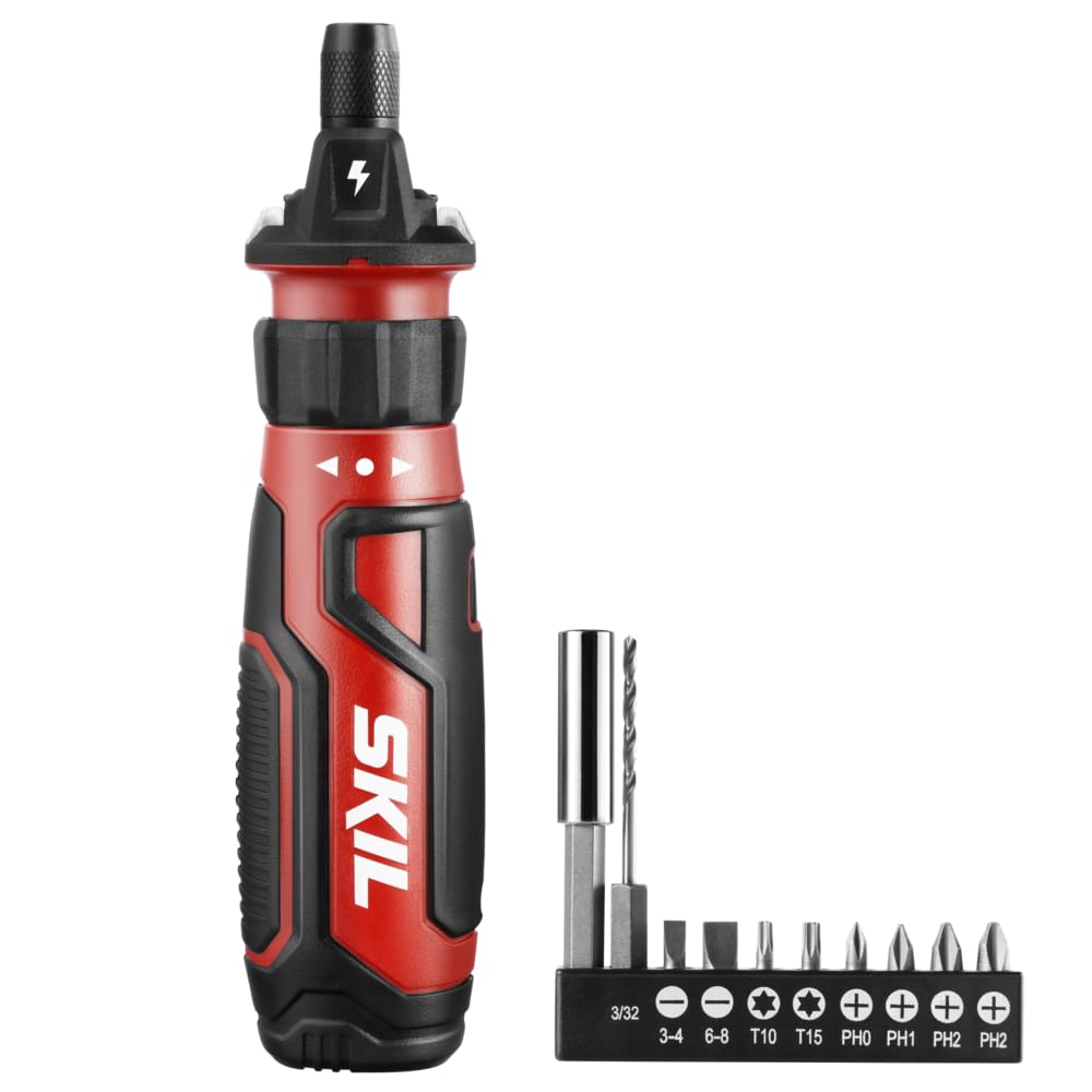 Skil atornillador frontal mostrando diseño compacto y controles fáciles