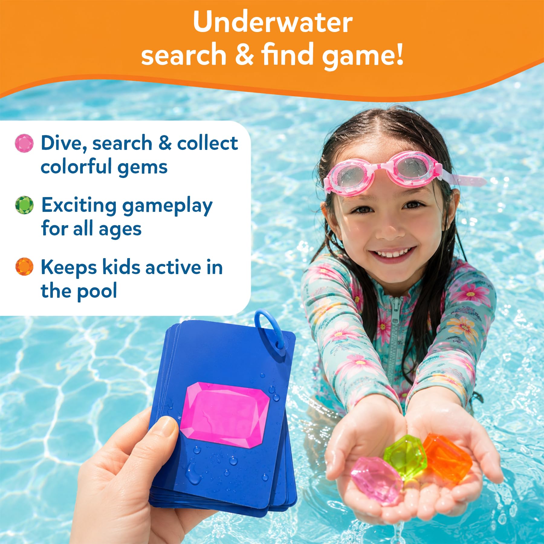 Skillmatics gemas coloridas esparcidas que facilitan la búsqueda bajo agua