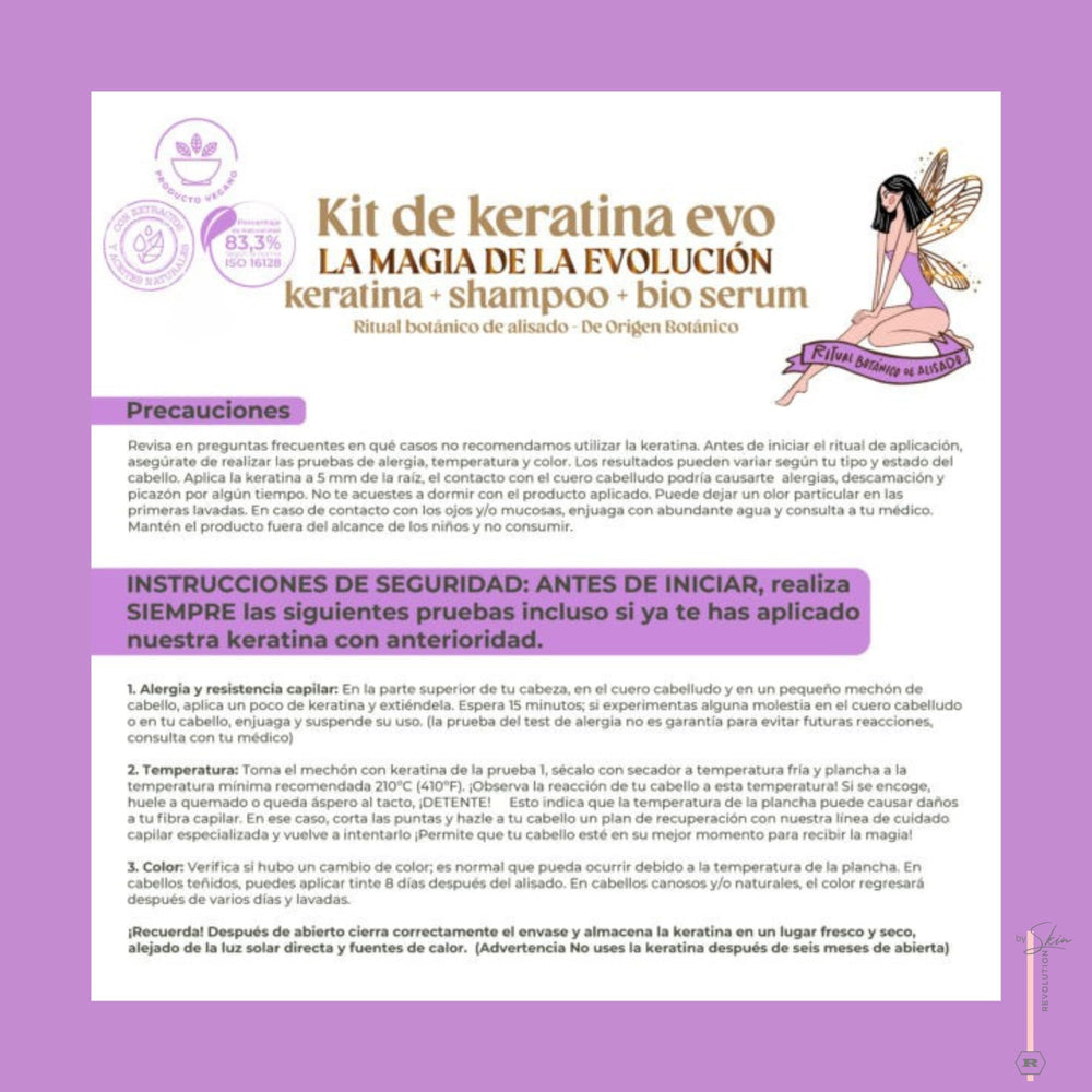Skin Revolution etiqueta con ingredientes y beneficios para lectura clara
