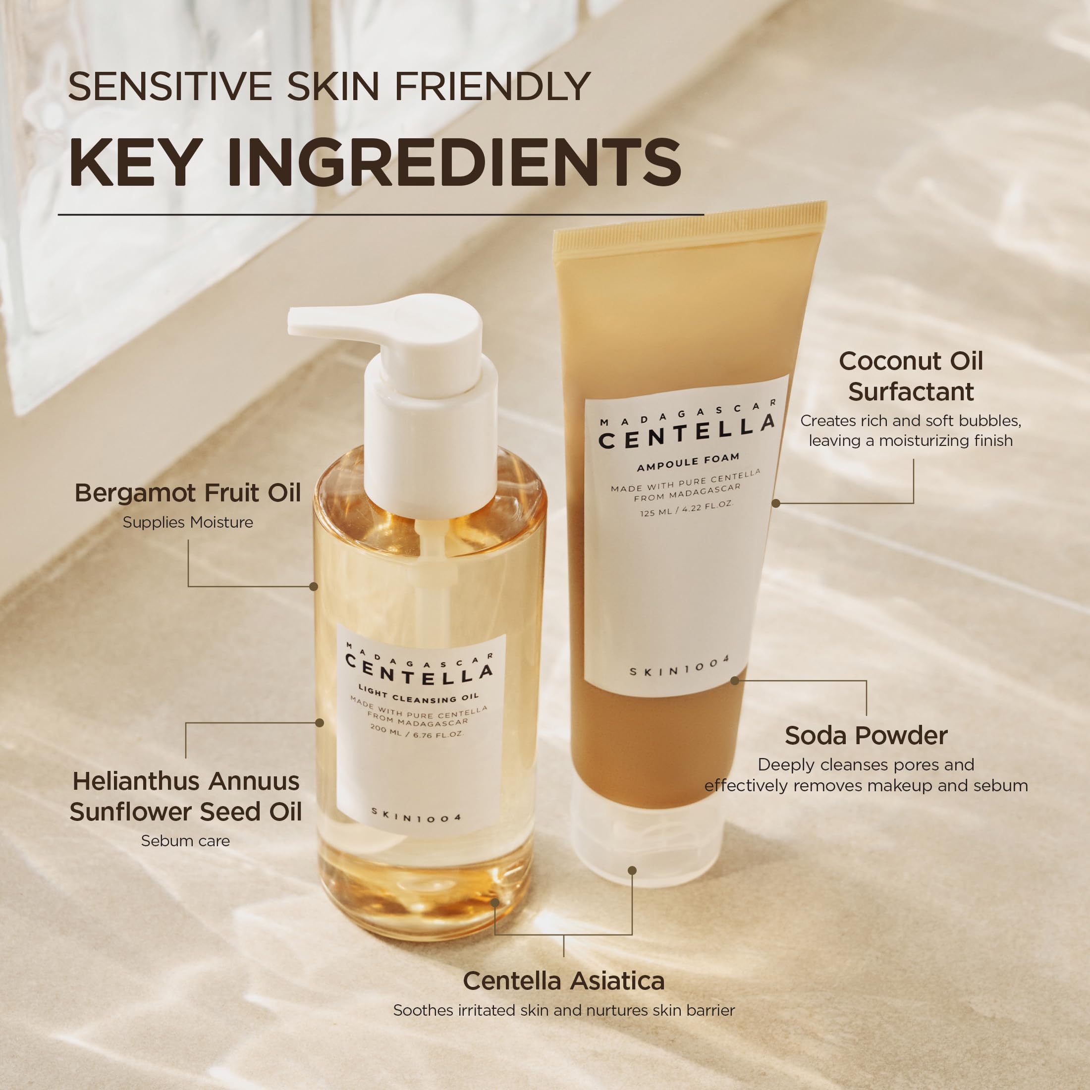 SKIN1004 aplicación del aceite sobre maquillaje para una limpieza profunda