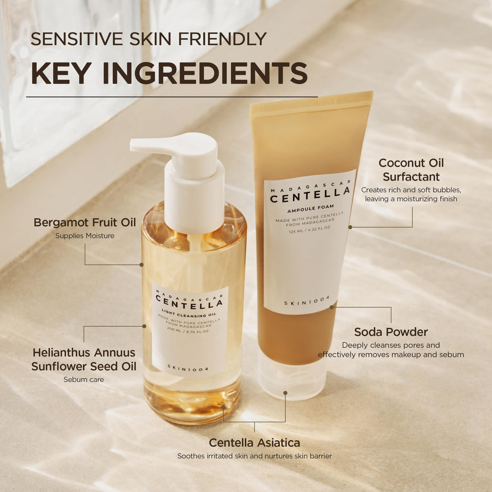 SKIN1004 aplicación del aceite sobre maquillaje para una limpieza profunda
