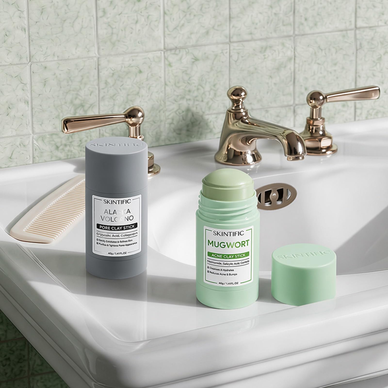 SKINTIFIC escena lifestyle de rutina semanal relajante en baño