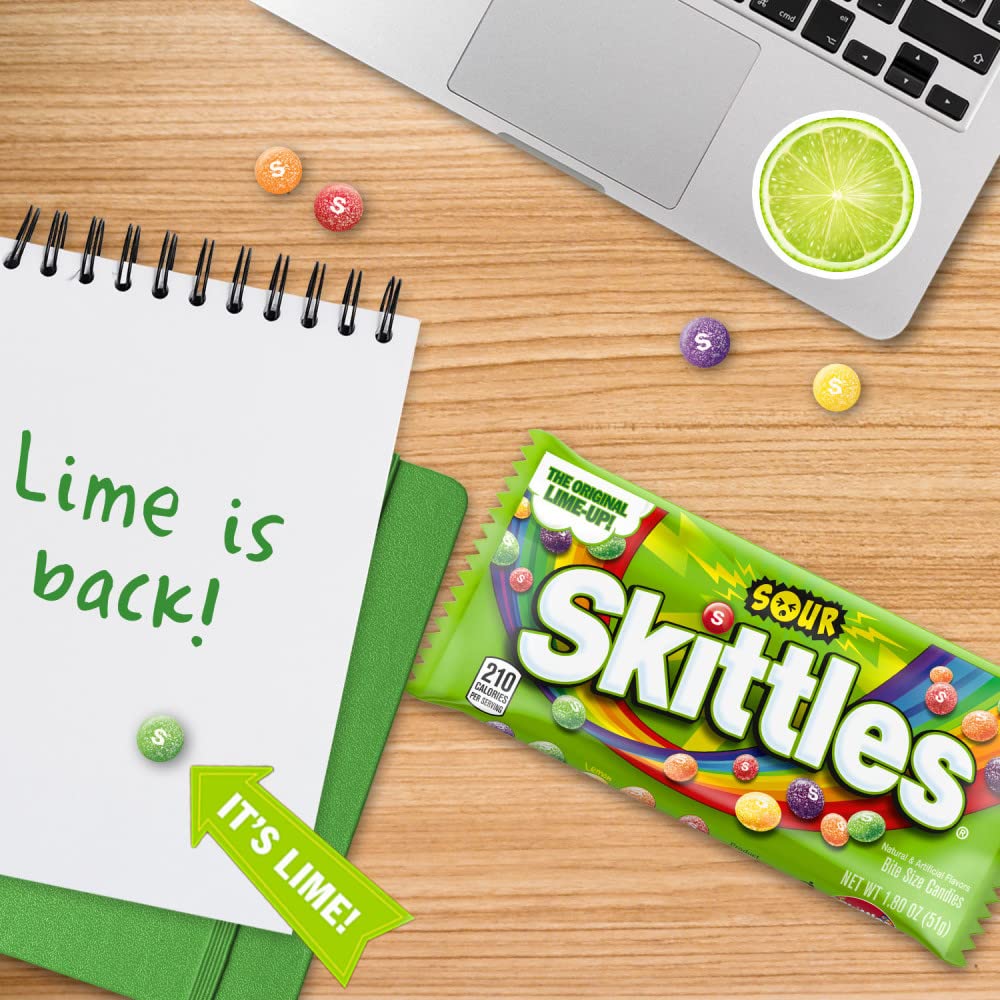 Skittles etiqueta nutricional informativa para revisión rápida de ingredientes