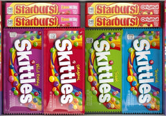 Skittles and Starburst front box showing assortment and branding, convenient bulk supply
