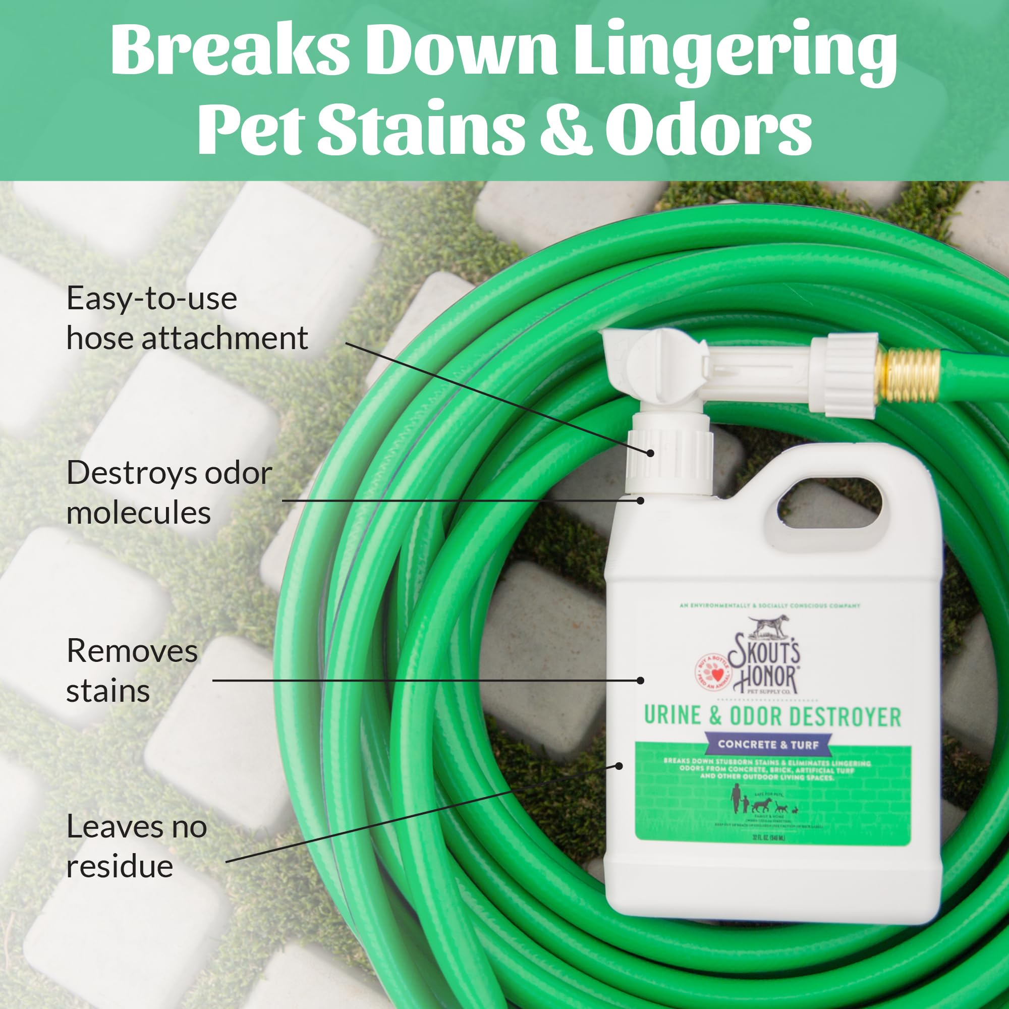 SKOUT'S HONOR being sprayed on artificial turf reducing urine odor and stains