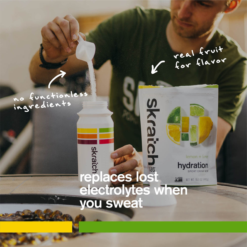Skratch Labs used by cyclist to maintain hydration during long rides