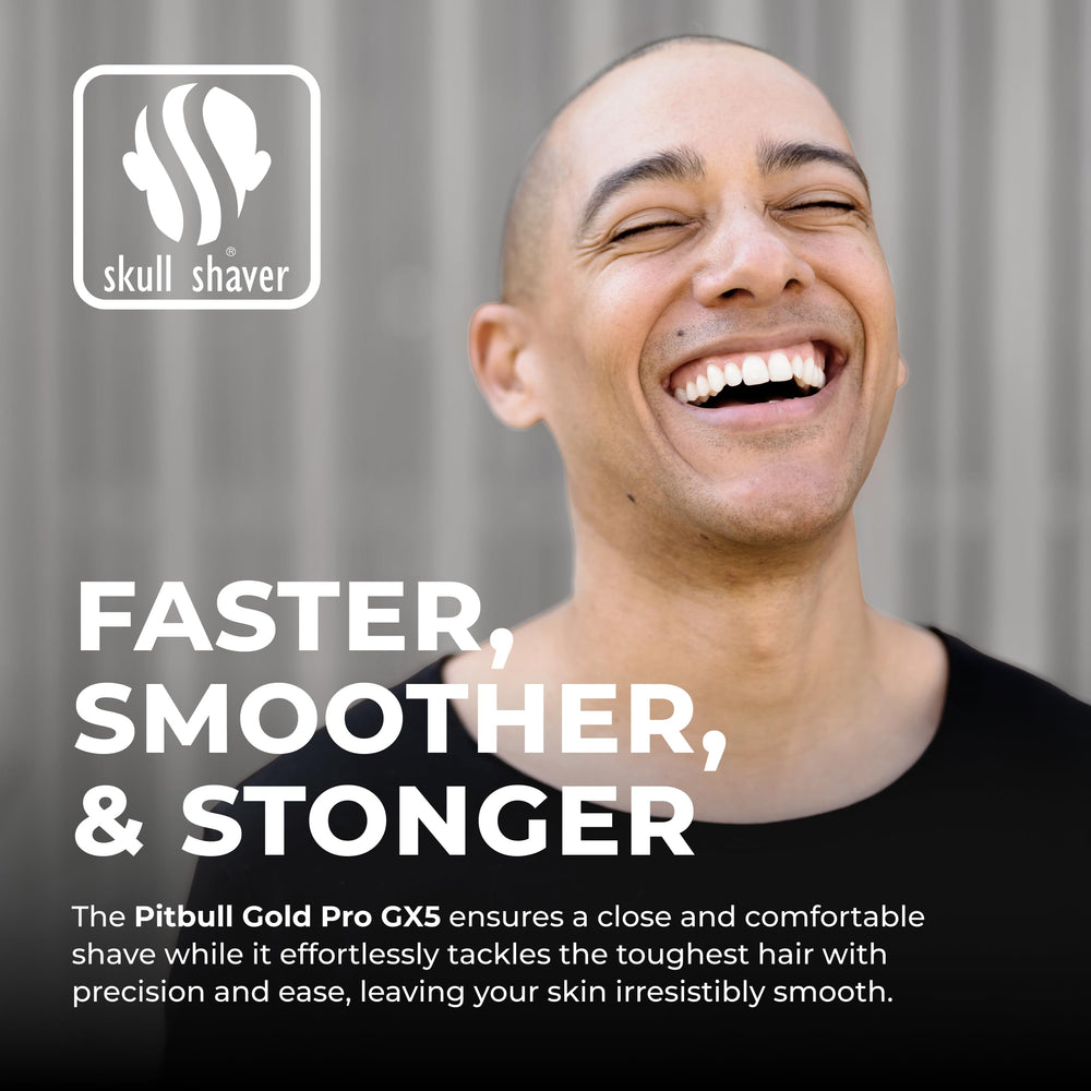 Skull Shaver blade close-up highlighting PRO rotary heads for closer, smoother shaves