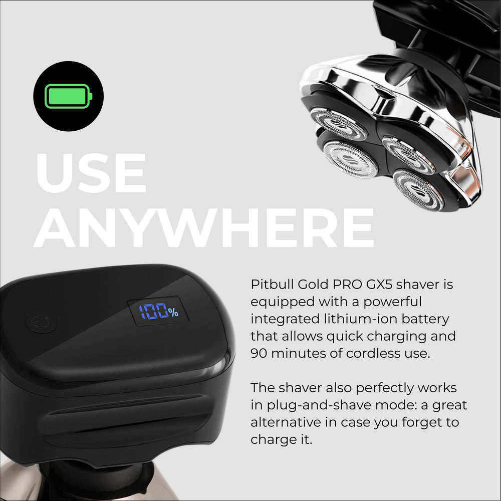 Skull Shaver held in hand to show compact size and easy portability benefit