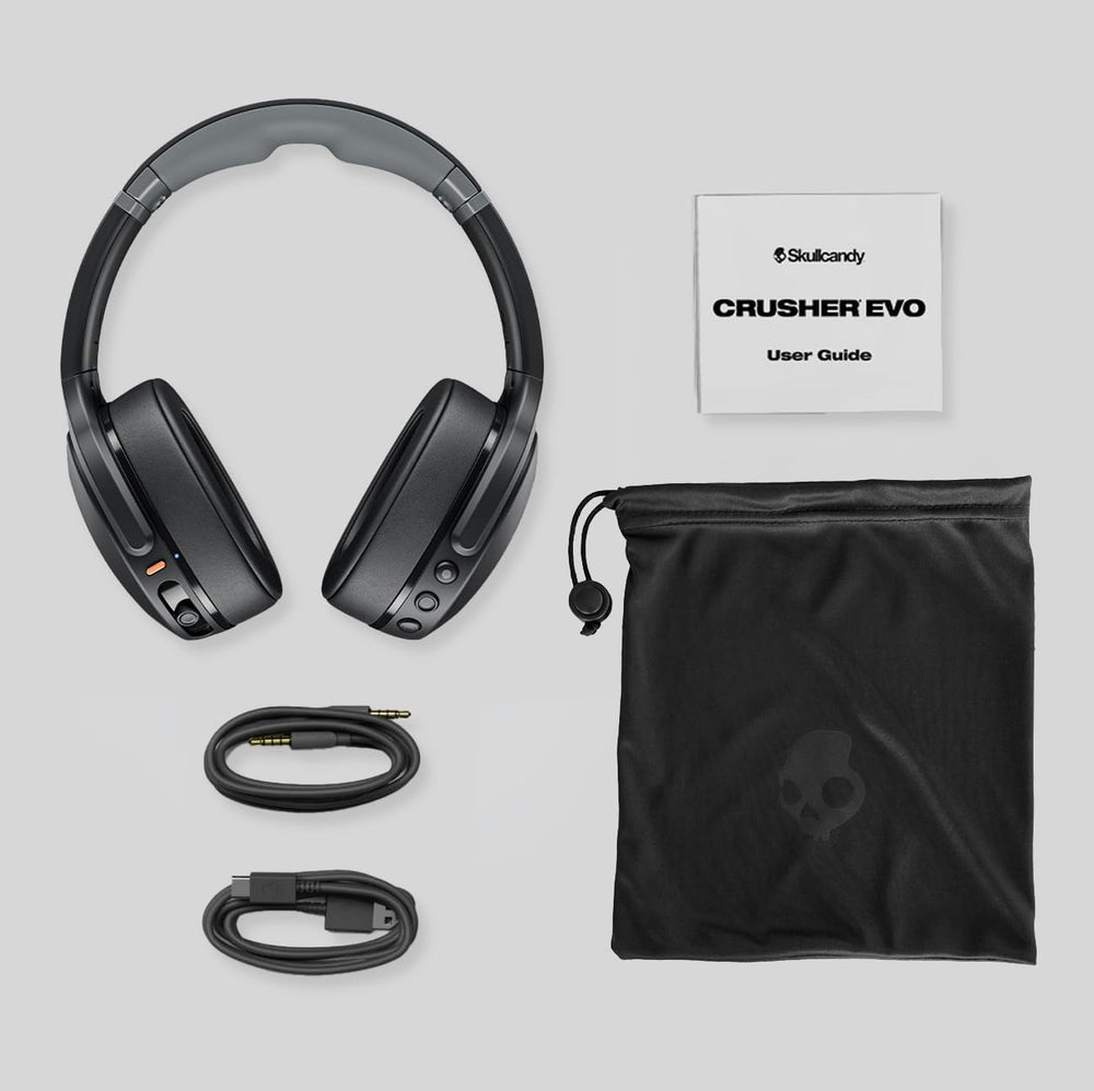 Skullcandy Crusher Evo earcup close-up highlighting soft cushion benefit: long-wear comfort
