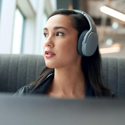 Skullcandy Crusher Evo side profile folded flat for travel benefit: compact portability