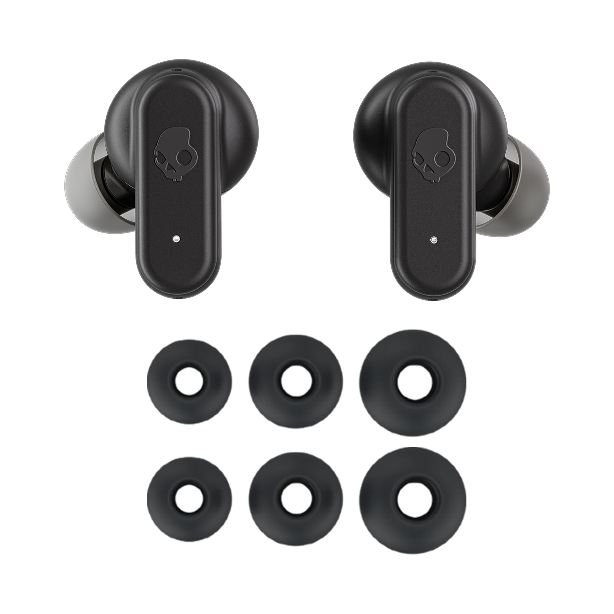 Skullcandy Dime 3 detalle de etiqueta Tile integrada para localizar auriculares