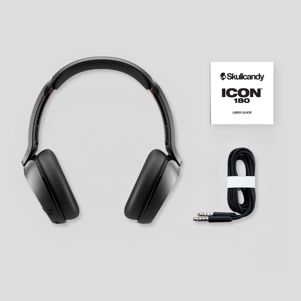 Skullcandy Icon 180 connected to 3.5mm AUX cable for wired playback backup