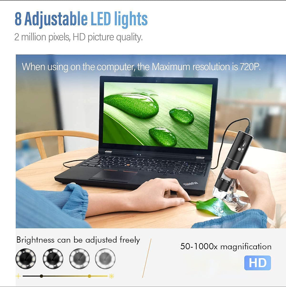 SKYBASIC mounted on adjustable stand capturing a specimen steadily with stability benefit